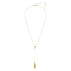 Classica Y pendant Round cut, White, Sterling silver, 18K gold finish