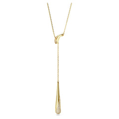 Classica Y pendant Round cut, White, Sterling silver, 18K gold finish