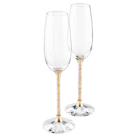 Crystalline Toasting Flutes Gold Tone (Set of 2)