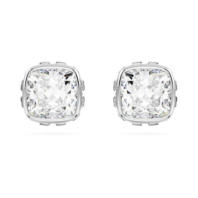 Birthstone Stud Pierced Earrings April White Stone