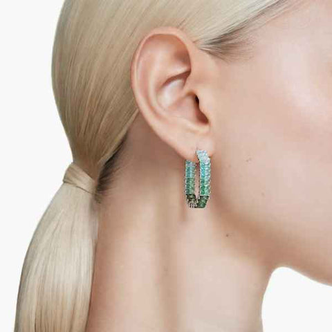 Matrix Hoop Pierced Earrings Green