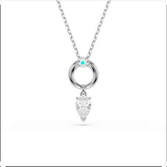 Mesmera pendant, Pear cut, White, Rhodium plated