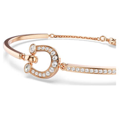 Symbolica bangle Pavé, Horse shoe, White, Rose gold-tone plated