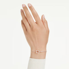 Symbolica bangle Pavé, Horse shoe, White, Rose gold-tone plated