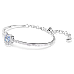 Symbolica bangle Round cut, Pavé, Horse shoe, Blue, Rhodium plated