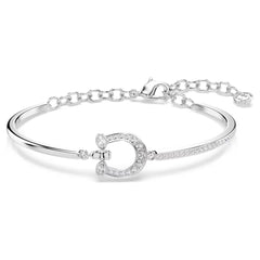 Symbolica bracelet Pavé, Horse shoe, White, Rhodium plated