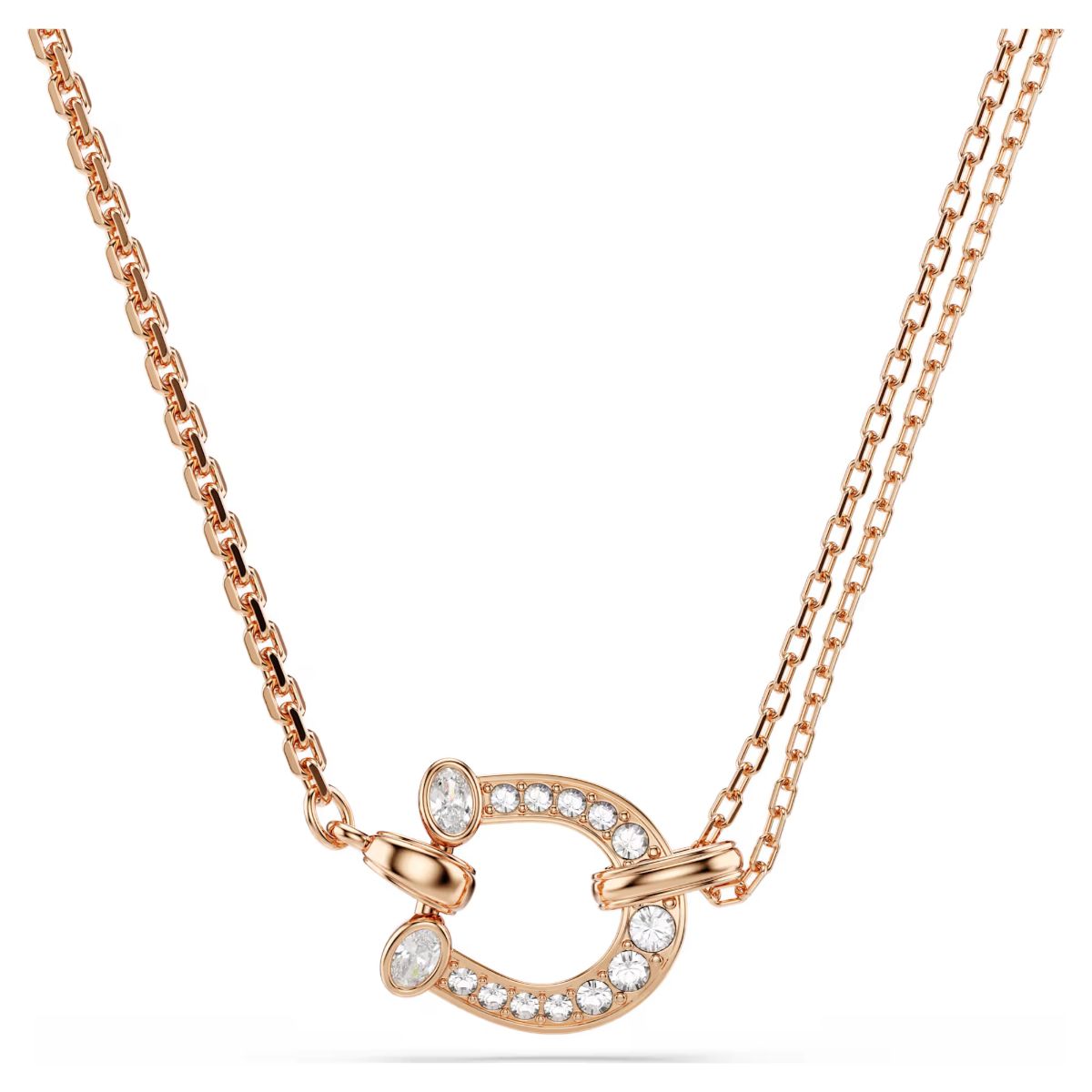 Symbolica pendant Pavé, Horse shoe, White, Rose gold-tone plated