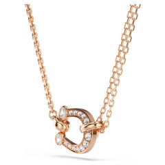 Symbolica pendant Pavé, Horse shoe, White, Rose gold-tone plated