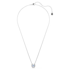 Symbolica pendant Round cut, Pavé, Horse shoe, Blue, Rhodium plated