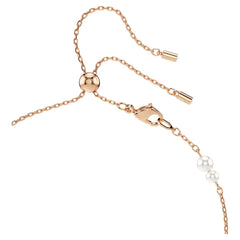 Symbolica Y necklace Crystal pearl, Pavé, Horse shoe, White, Rose gold-tone plated