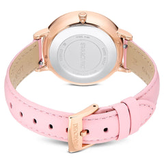 Teddy watch Swiss Made, Leather strap, Pink, Rose gold-tone finish