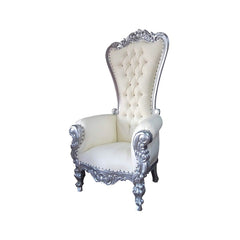 Throne Chair - White/Silver RENTAL