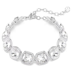 Una Angelic bracelet Cushion cut, White, Rhodium plated