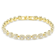 Una Angelic bracelet Round cut, White, Gold-tone plated