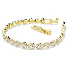 Una Angelic bracelet Round cut, White, Gold-tone plated