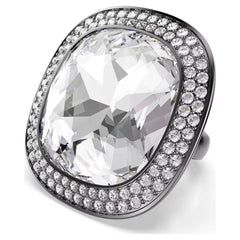 Una Angelic cocktail ring Cushion cut, White, Ruthenium plated