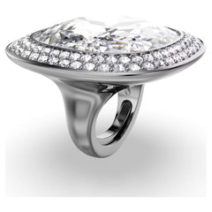 Una Angelic cocktail ring Cushion cut, White, Ruthenium plated