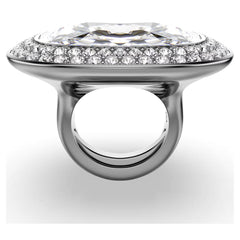 Una Angelic cocktail ring Cushion cut, White, Ruthenium plated
