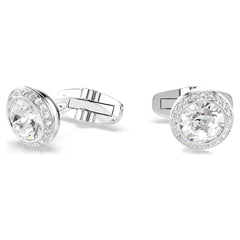 Una Angelic cufflinks Round cut, White, Rhodium plated