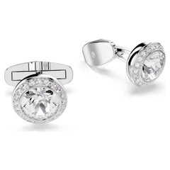 Una Angelic cufflinks Round cut, White, Rhodium plated