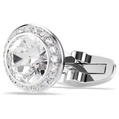 Una Angelic cufflinks Round cut, White, Rhodium plated