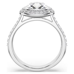 Una Angelic halo ring Cushion cut, White, Rhodium plated
