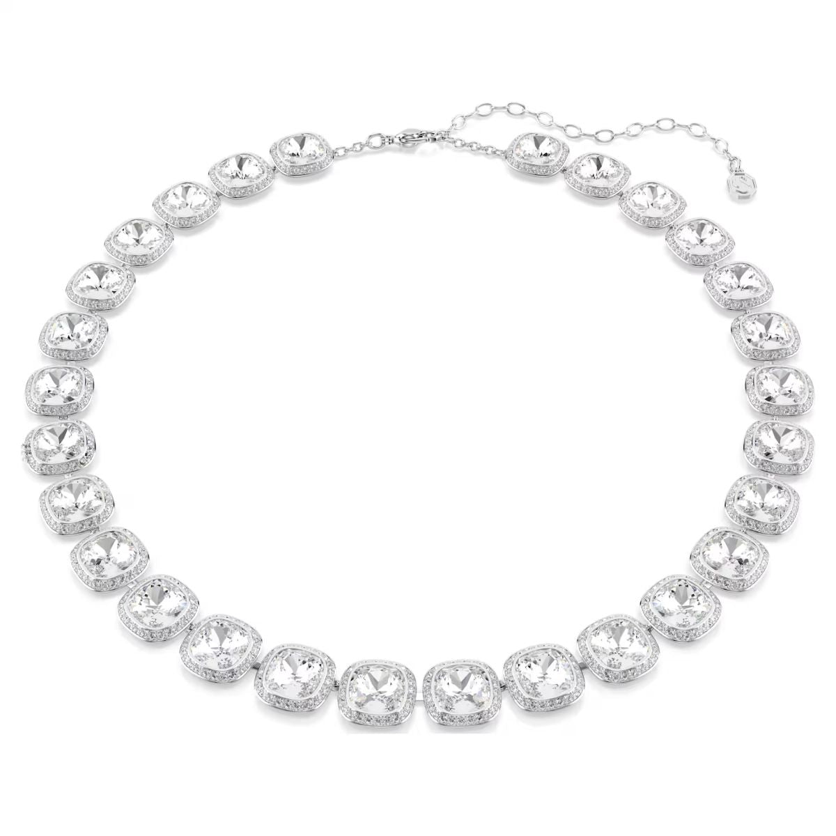 Una Angelic necklace Cushion cut, White, Rhodium plated