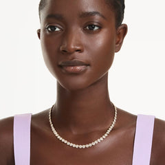 Una Angelic necklace Round cut, Small, White, Gold-tone plated