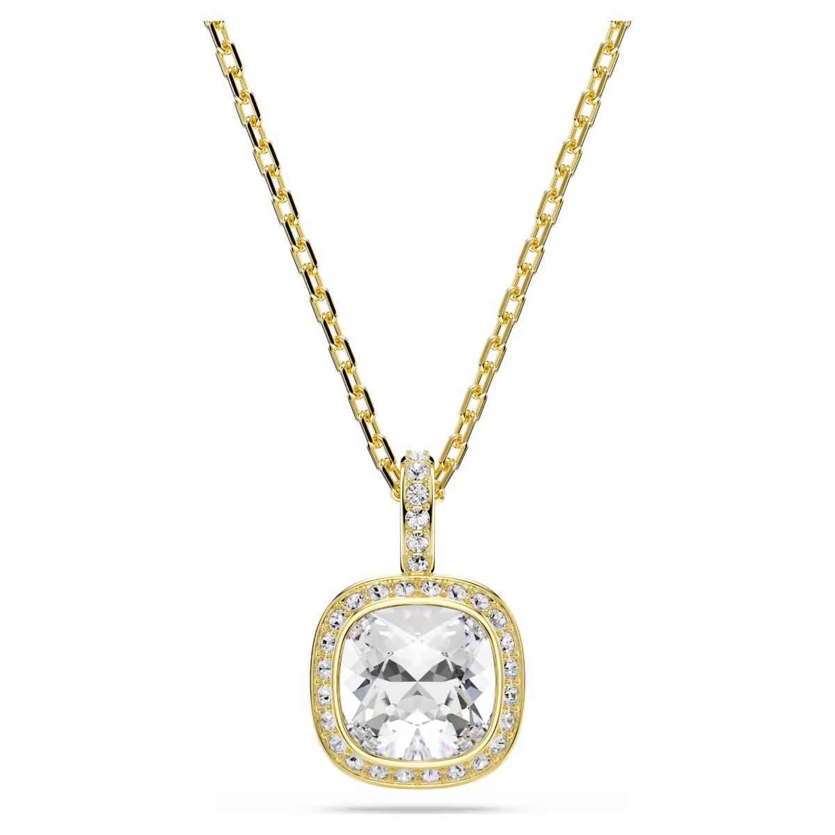 Una Angelic pendant Cushion cut, White, 18K gold plated