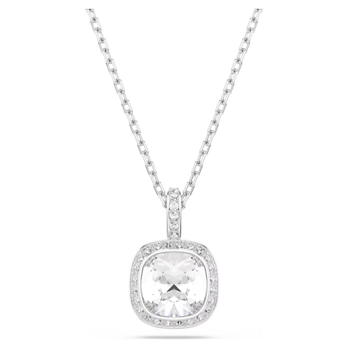 Una Angelic pendant Cushion cut, White, Rhodium plated