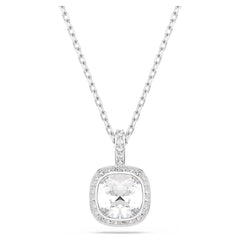 Una Angelic pendant Cushion cut, White, Rhodium plated