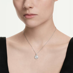 Una Angelic pendant Cushion cut, White, Rhodium plated