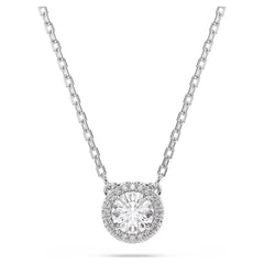 Una Angelic pendant Round cut, Pavé, White, Rhodium plated