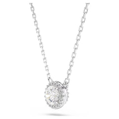 Una Angelic pendant Round cut, Pavé, White, Rhodium plated