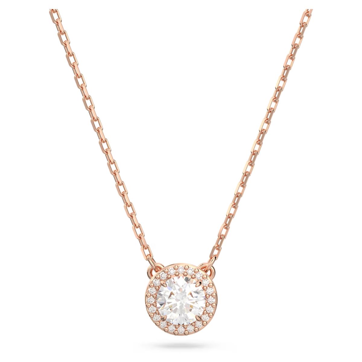 Una Angelic pendant Round cut, Pavé, White, Rose gold-tone plated