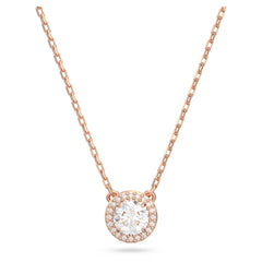 Una Angelic pendant Round cut, Pavé, White, Rose gold-tone plated
