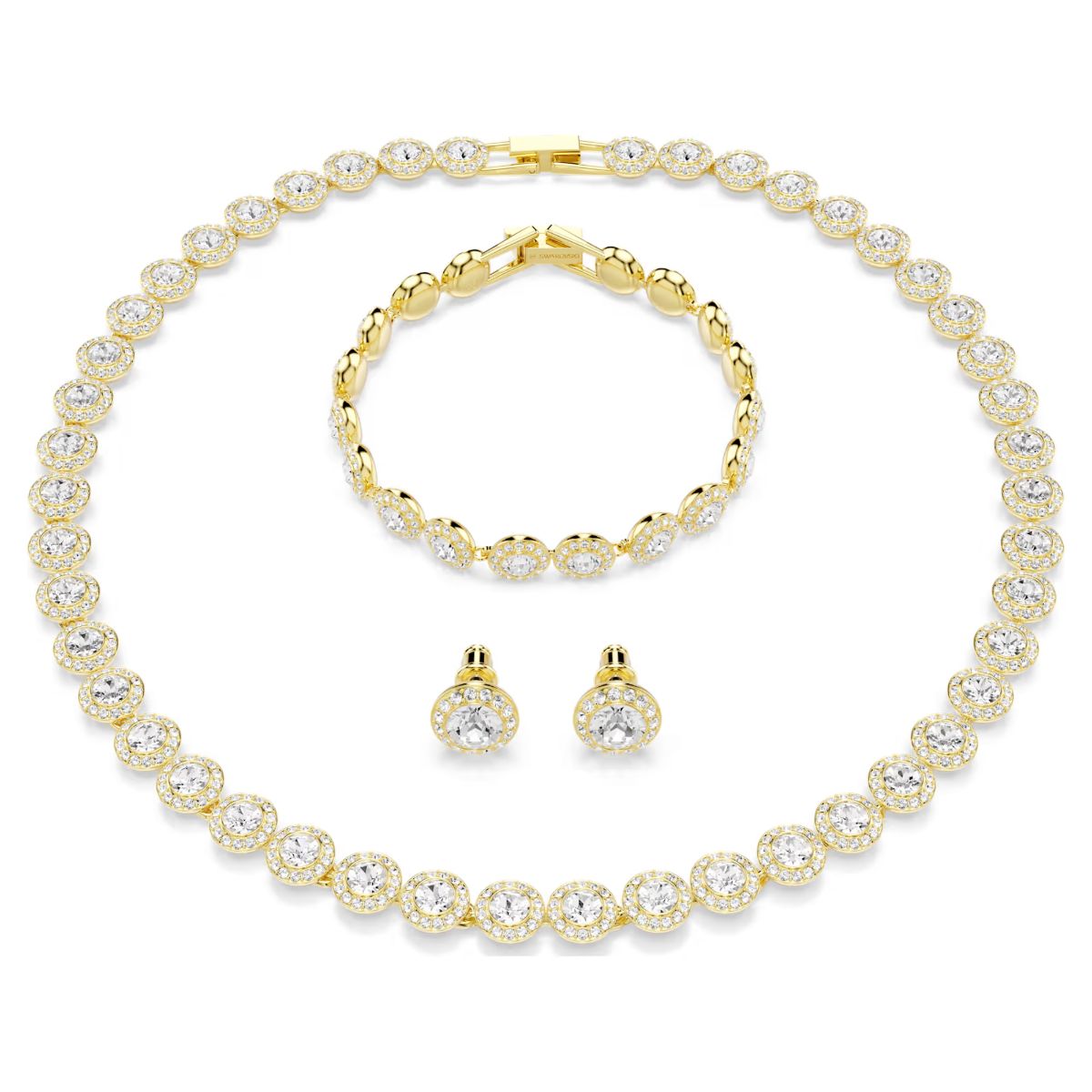 Una Angelic set Set (3), Round cut, White, Gold-tone plated