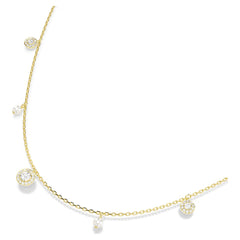 Una Angelic strandage Crystal pearl, Round cut, White, Gold-tone plated