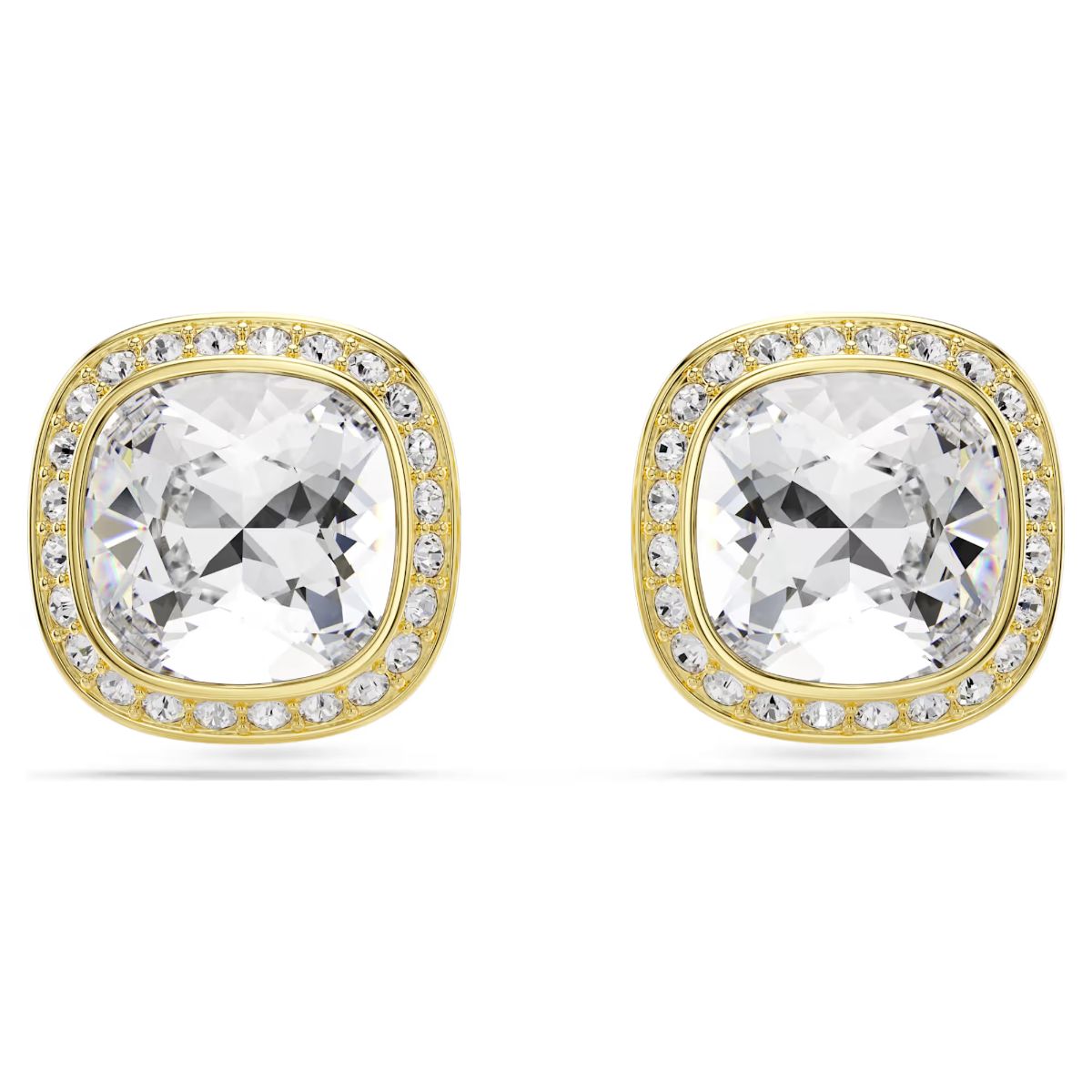 Una Angelic stud earrings Cushion cut, White, 18K gold plated