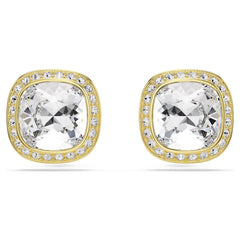 Una Angelic stud earrings Cushion cut, White, 18K gold plated