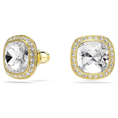 Una Angelic stud earrings Cushion cut, White, 18K gold plated
