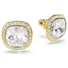 Una Angelic stud earrings Cushion cut, White, 18K gold plated