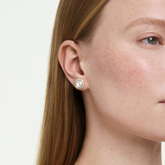 Una Angelic stud earrings Cushion cut, White, 18K gold plated