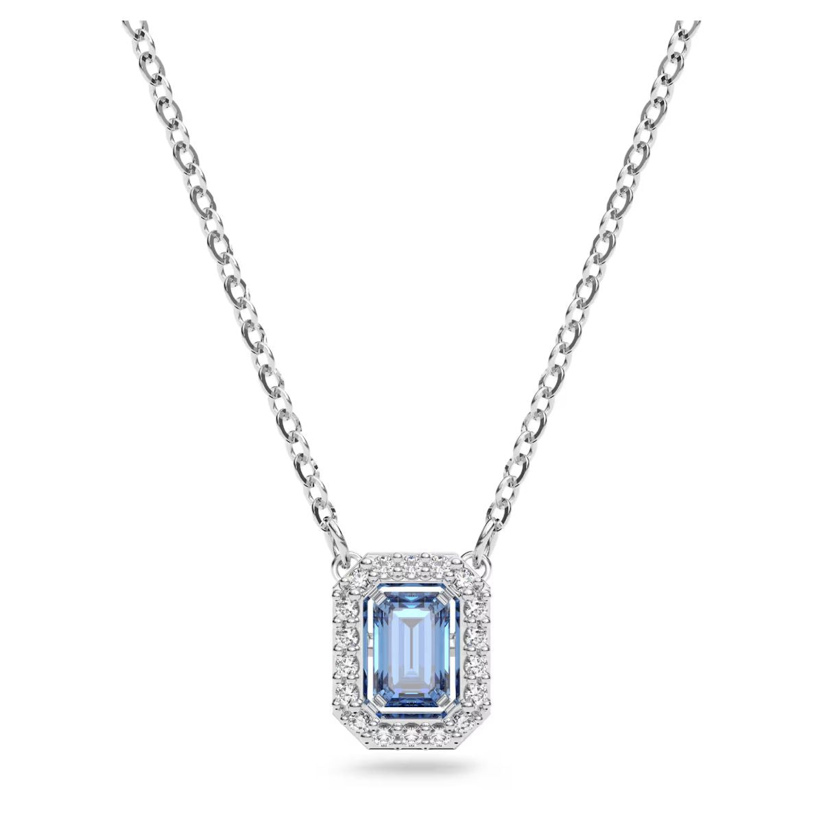 Una necklace Octagon cut, Blue, Rhodium plated