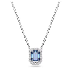 Una necklace Octagon cut, Blue, Rhodium plated