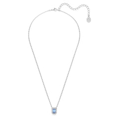 Una necklace Octagon cut, Blue, Rhodium plated