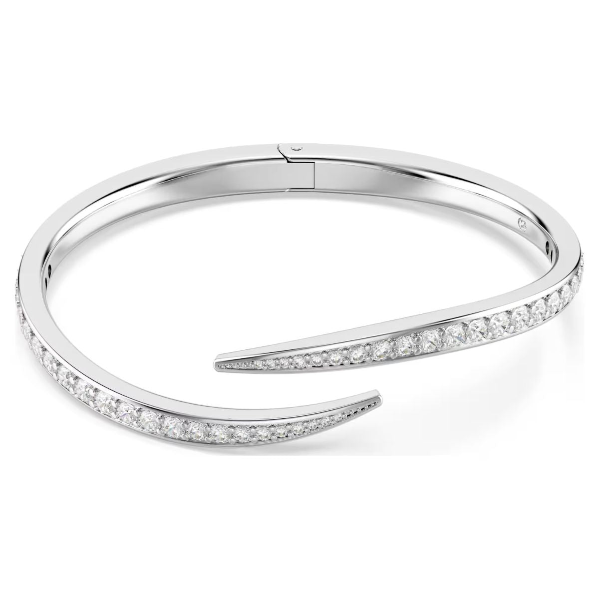 Vienna bangle Round cut, Swan, White, Rhodium plated