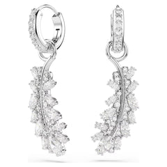 Vienna earrings Mixed cuts, Feather, White, Rhodium plated