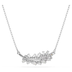 Vienna pendant Mixed cuts, Feather, White, Rhodium plated