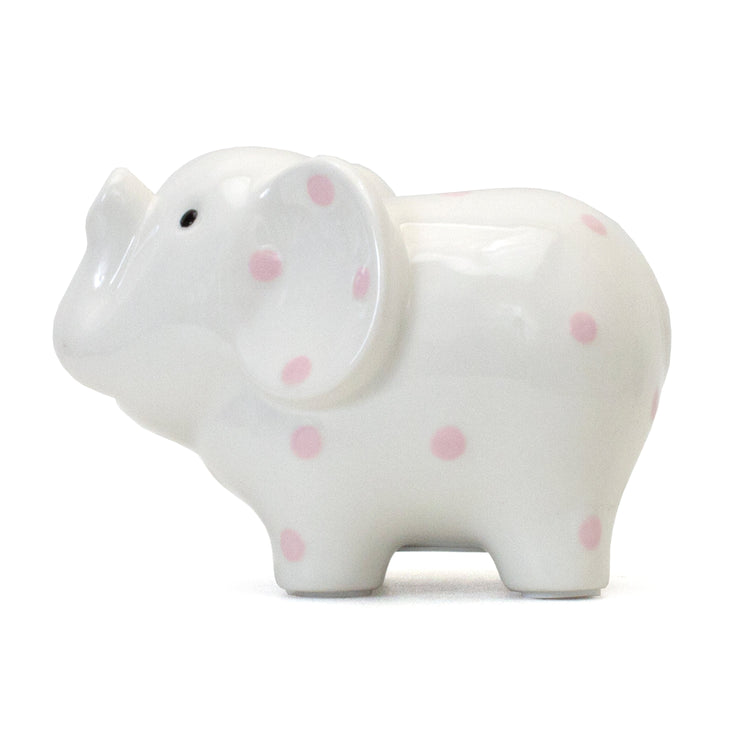 White Elephant Bank With Pink Polka Dots